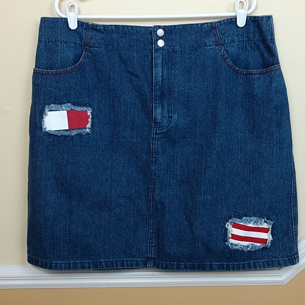 Tommy Hilfiger Woman Patched Jeans Skirt size 18